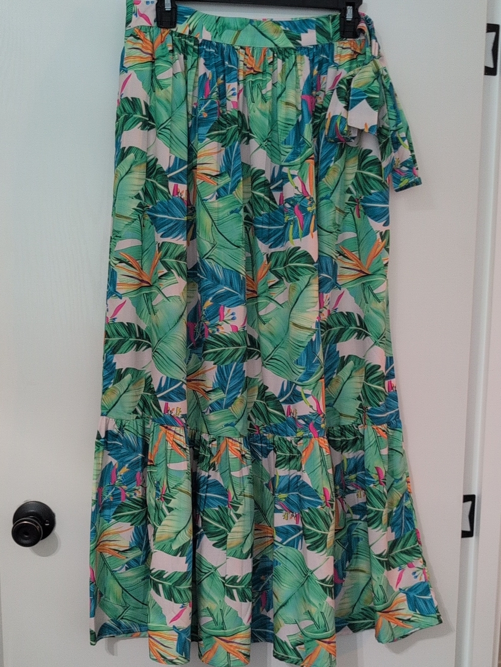 Rachel Zoe Women's Medium Tropical Leaf Wrap Maxi Skirt in Green, Blue and Pink - Picture 1 of 7